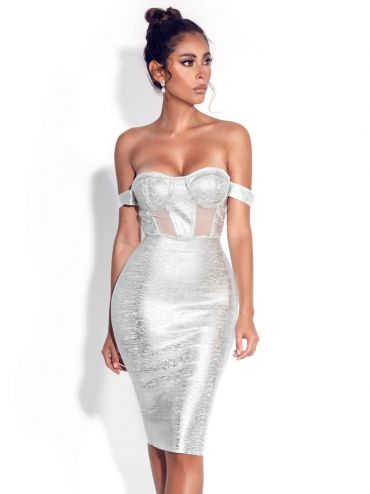 Rochie Bandage H20053 Argintiu
