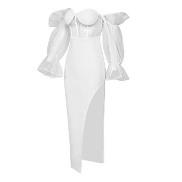 Rochie Bandage H22067 Alb